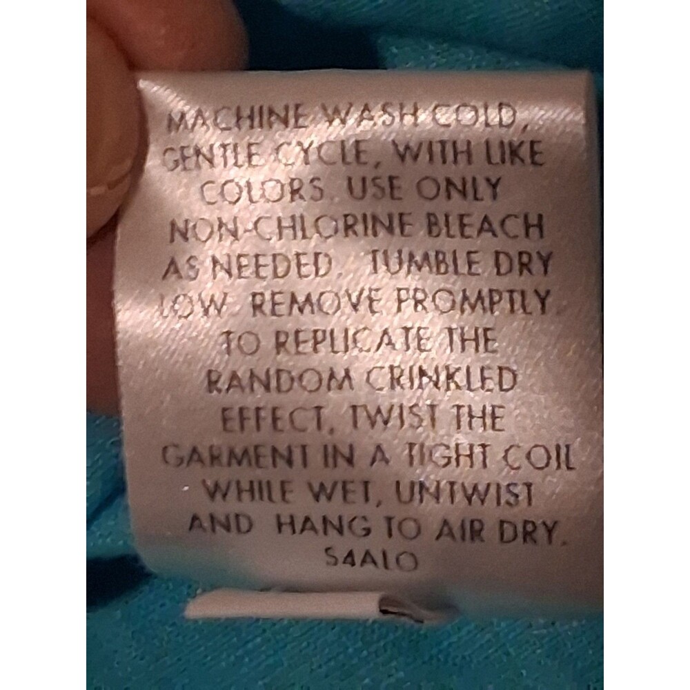 Eileen Fisher Teal Button-Down Linen Shirt - Picture 6 of 8